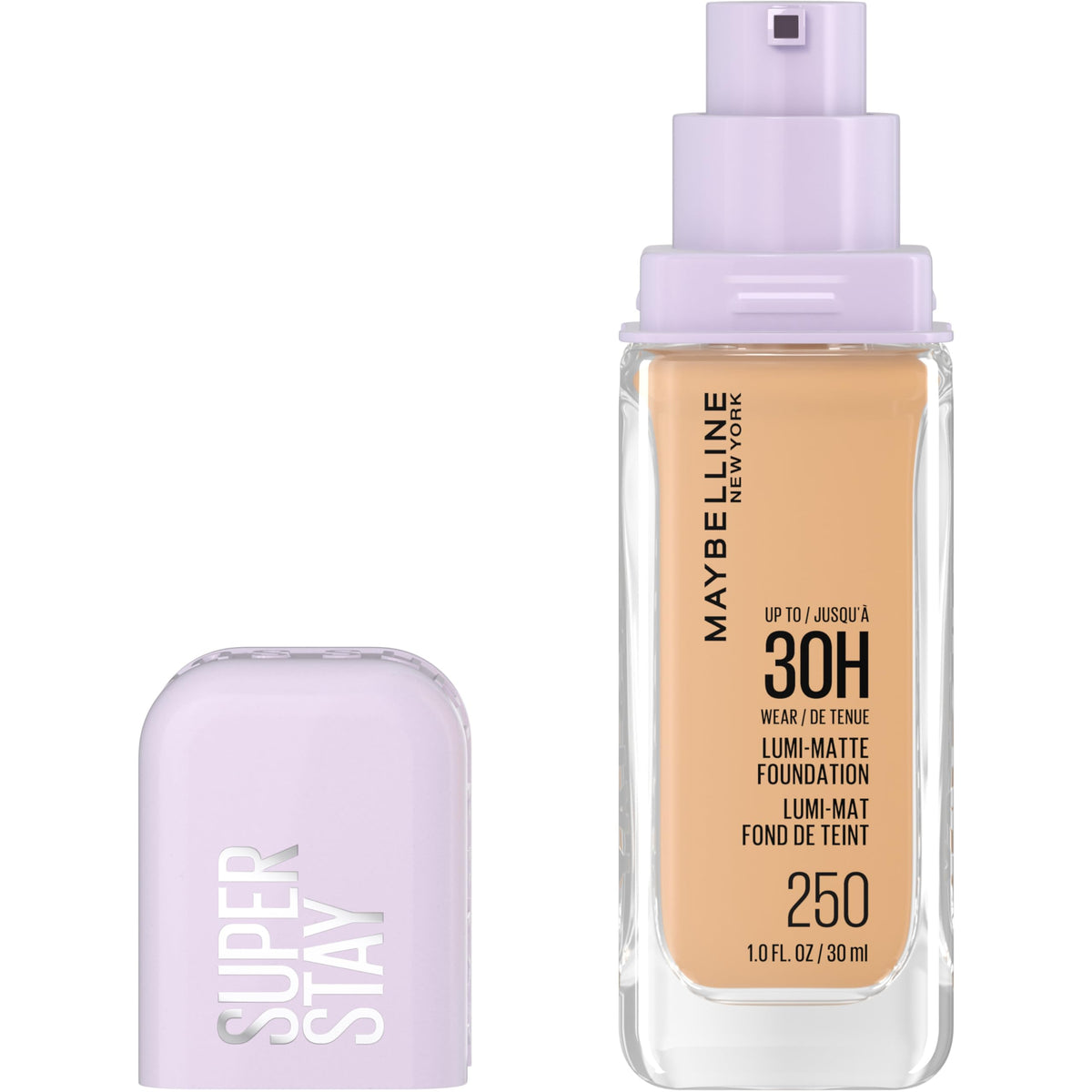 Maybelline New York Super Stay Lumi Matte Foundation, Up to 30H Wear, Luminous Matte, Buildable Coverage, Amino Acids, 250, 30 ml
