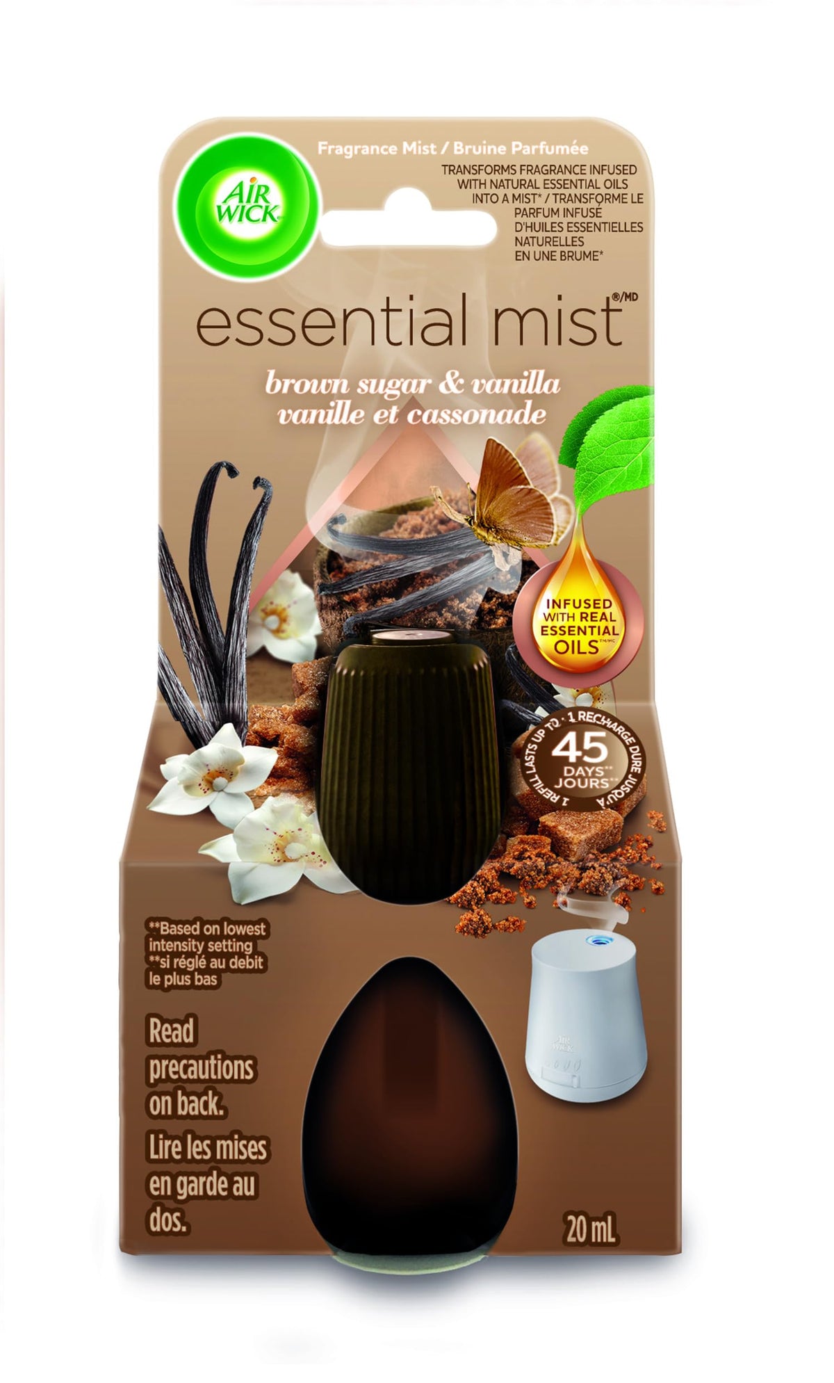 Airwick Essential Mist Fragrance Oil Diffuser Refill, Vanilla & Pink Papaya , Infused With Real Essential Oils (1x20 mL)