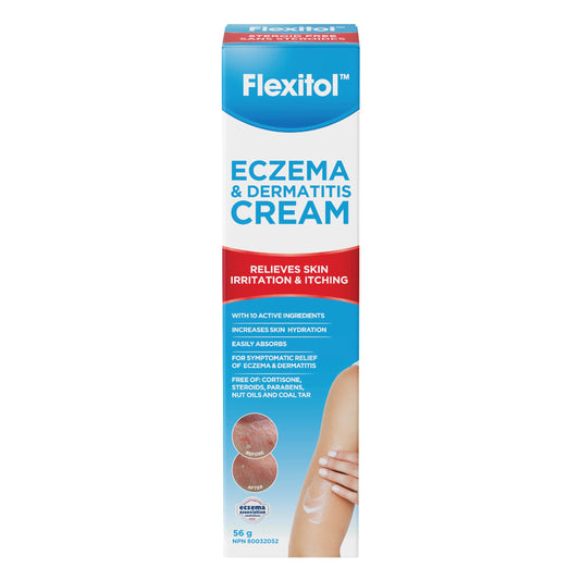 Flexitol Eczema & Dermatitis Cream - Over the Counter Treatment for Eczema, Dermatitis, and Dry Skin, Soothing Moisturiser for Face & Body, Best Cream for Eczema Relief (56g)