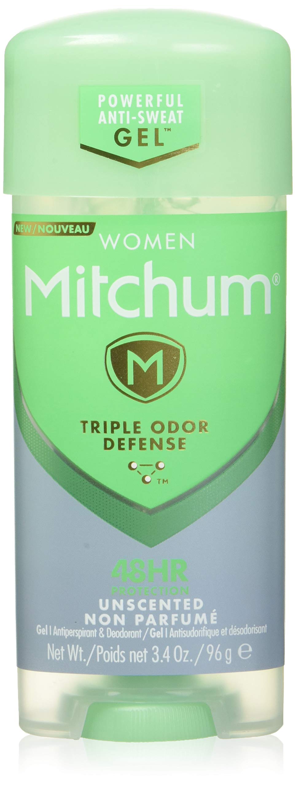 Mitchum Women's Deodorant, Antiperspirant Stick, Triple Odor Defense Gel, 48 Hr Protection, Unscented, 96g