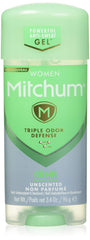 Mitchum Women's Deodorant, Antiperspirant Stick, Triple Odor Defense Gel, 48 Hr Protection, Unscented, 96g