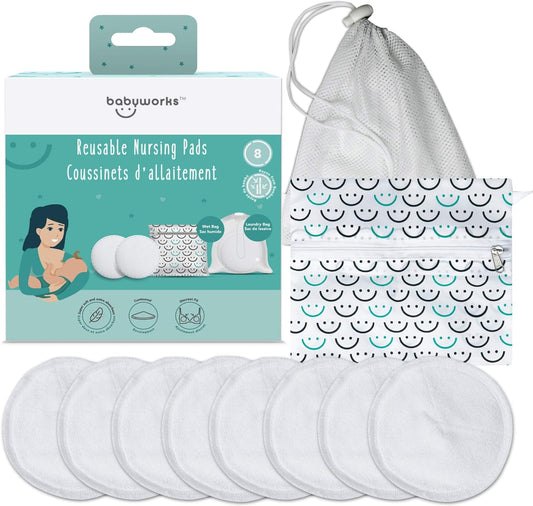 Baby Works Reusable Nursing Pads with Wet Bag & Laundry Bag