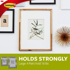 Command Large Picture Hanging Strips, 4 Pairs, Black - 17206BLK-C