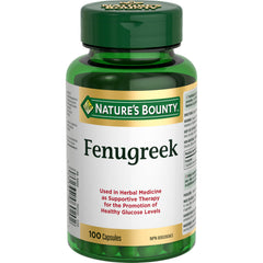NATURE'S BOUNTY Fenugreek, 610 mg, Used in Herbal Medicine as supportive therapy for the promotion of healthy glucose levels and Helps Promote Milk Production, 100 Capsules, 74 g