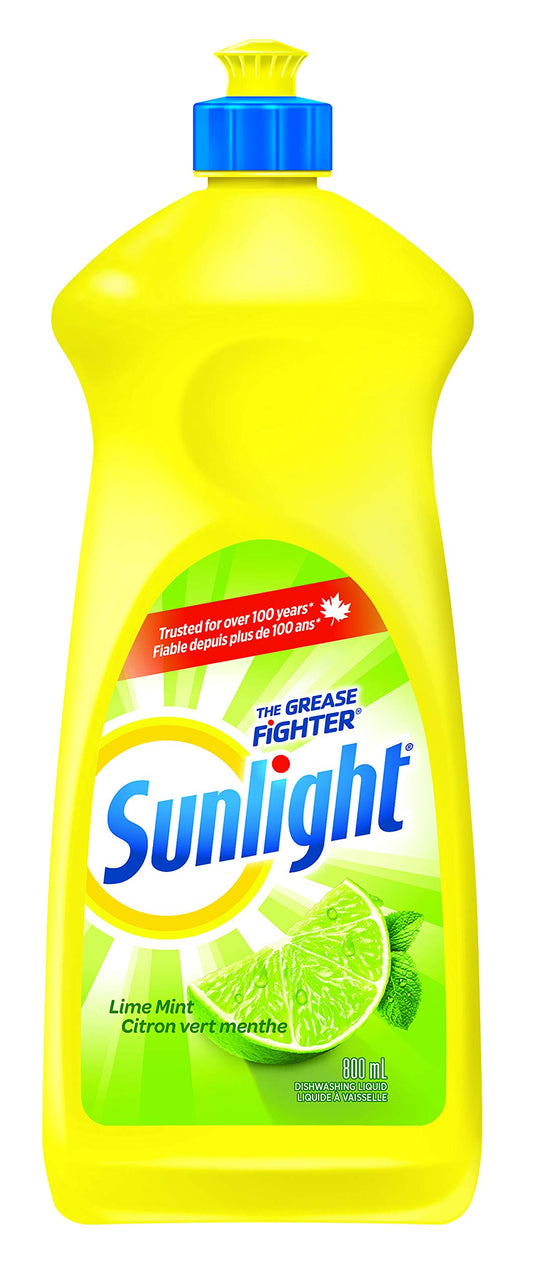 Sunlight 2468587 Standard Dishwashing Liquid, Lime Mint, 800mL, Yellow