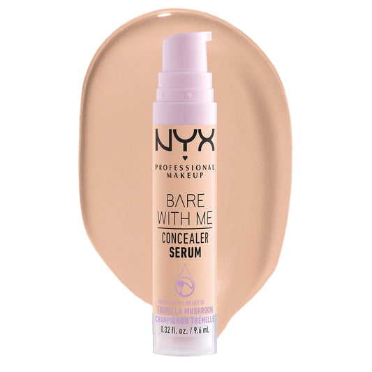 NYX Professional Makeup Concealer, Under eye concealer, Bare With Me Serum, Satin and Natural Finish, Infused with Tremella Mushroom and Green tea for 24HR Hydration, Vegan Formula - 03 Vanilla, 9.6mL