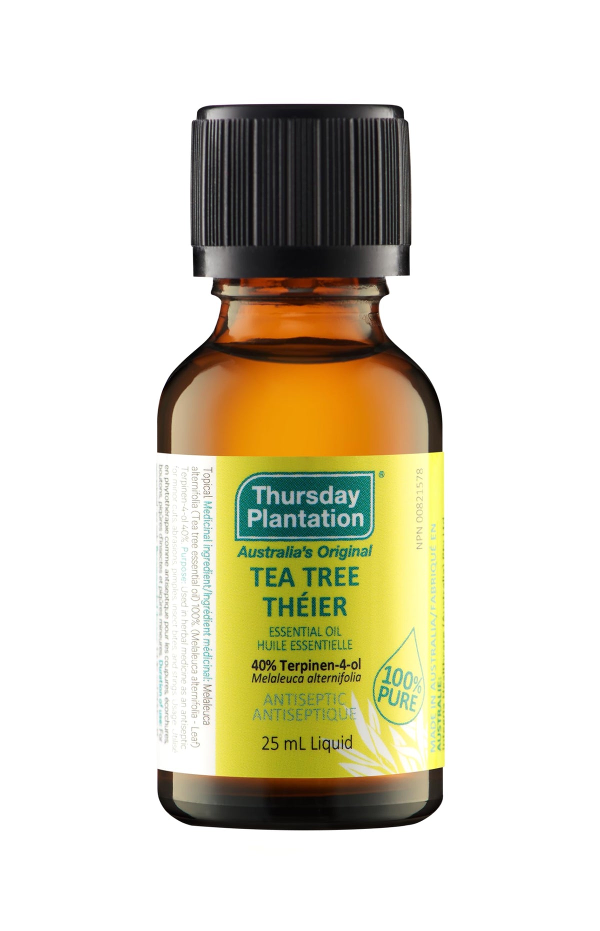 Thursday Plantation 100% Pure Tea Tree Oil - Ideal for Minor Cuts, Abrasions, Insect Bites, Stings, and Skin Irritations - Essential Oil - Versatile Use for Home Usage and Personal Care - 25ml size