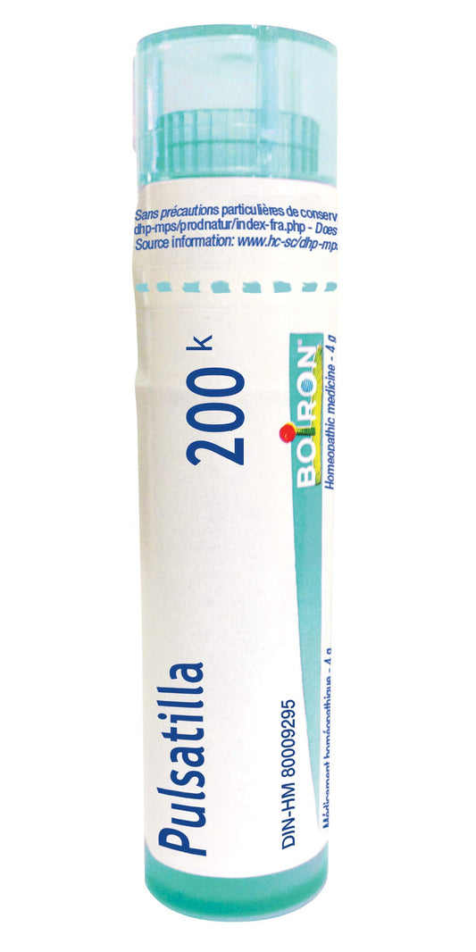 Boiron Pulsatilla 200k,Homeopathic medicine. Each tube contains 4 g (approximately 80 pellets)
