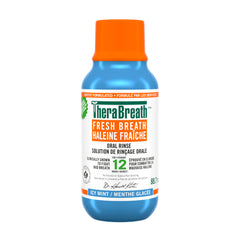 TheraBreath Fresh Breath Oral Rinse, Travel Size, Clinically Shown to Fight Bad Breath for 12 Hours. Alcohol-Free & Dye-Free Mouthwash, Certified Vegan, Halal, Kosher & Gluten-Free. Icy Mint, 88.7ml Pack of 1