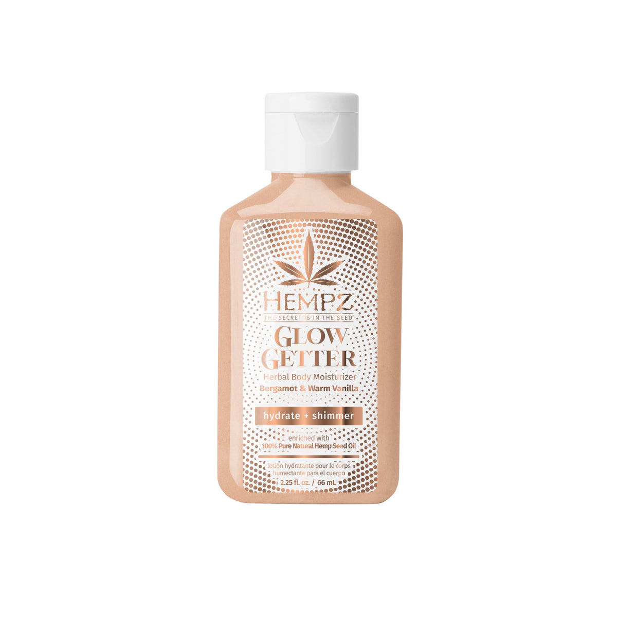 Hempz Mini Glow Getter Body Lotion, Hydrating Moisturizer with Shimmer, 2.25 oz.