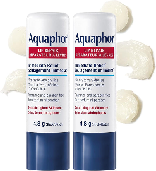 Eucerin Aquaphor Lip Repair Stick - Soothes Dry Chapped Lips - Two(2) .17 Oz Sticks, Multi