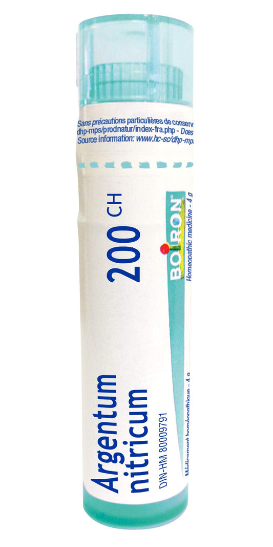 Boiron Argentum nitricum 200ch,Homeopathic medicine. Each tube contains 4 g (approximately 80 pellets)