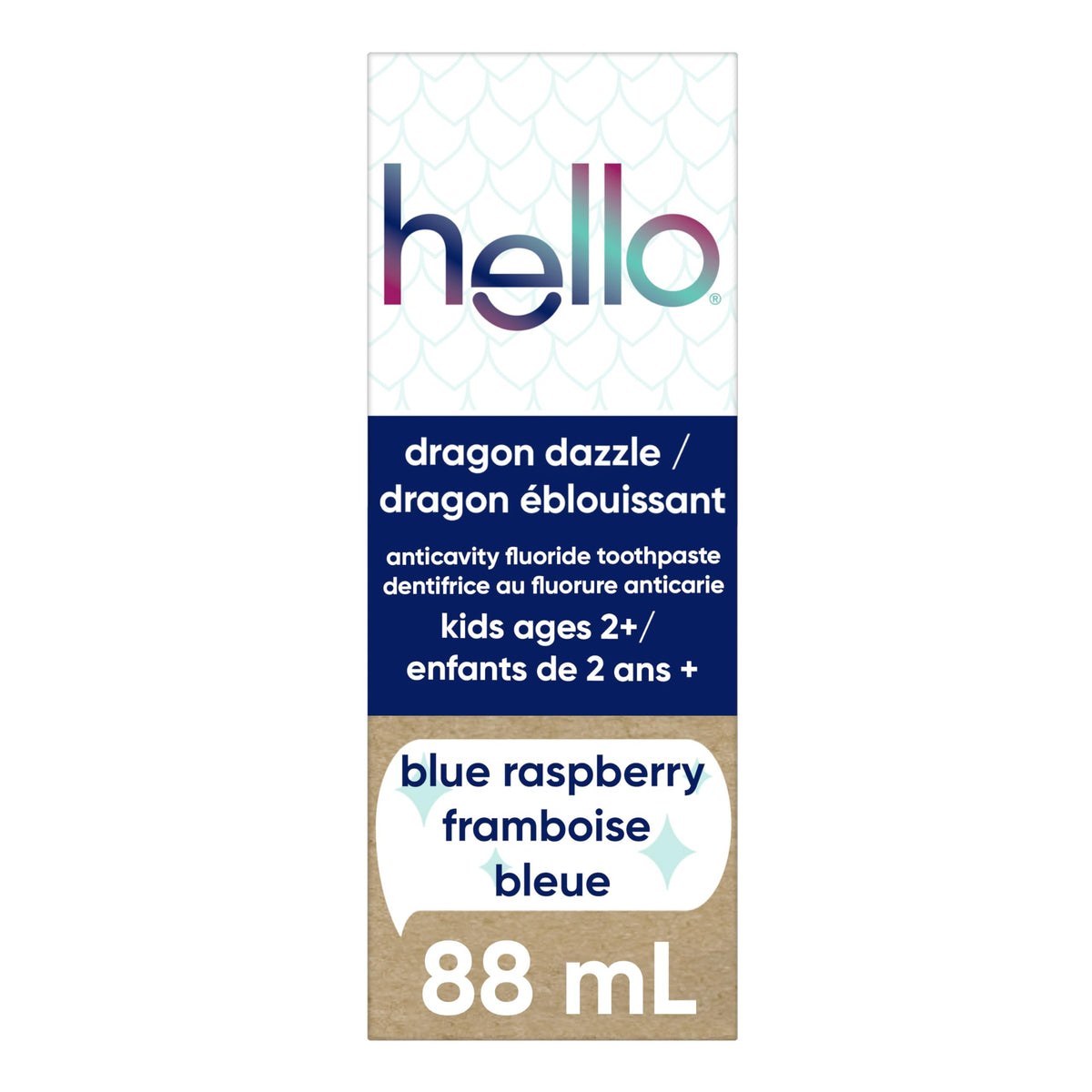 hello Dragon Dazzle Kids Toothpaste with Fluoride, Blue Raspberry Toothpaste, 119 g Tube
