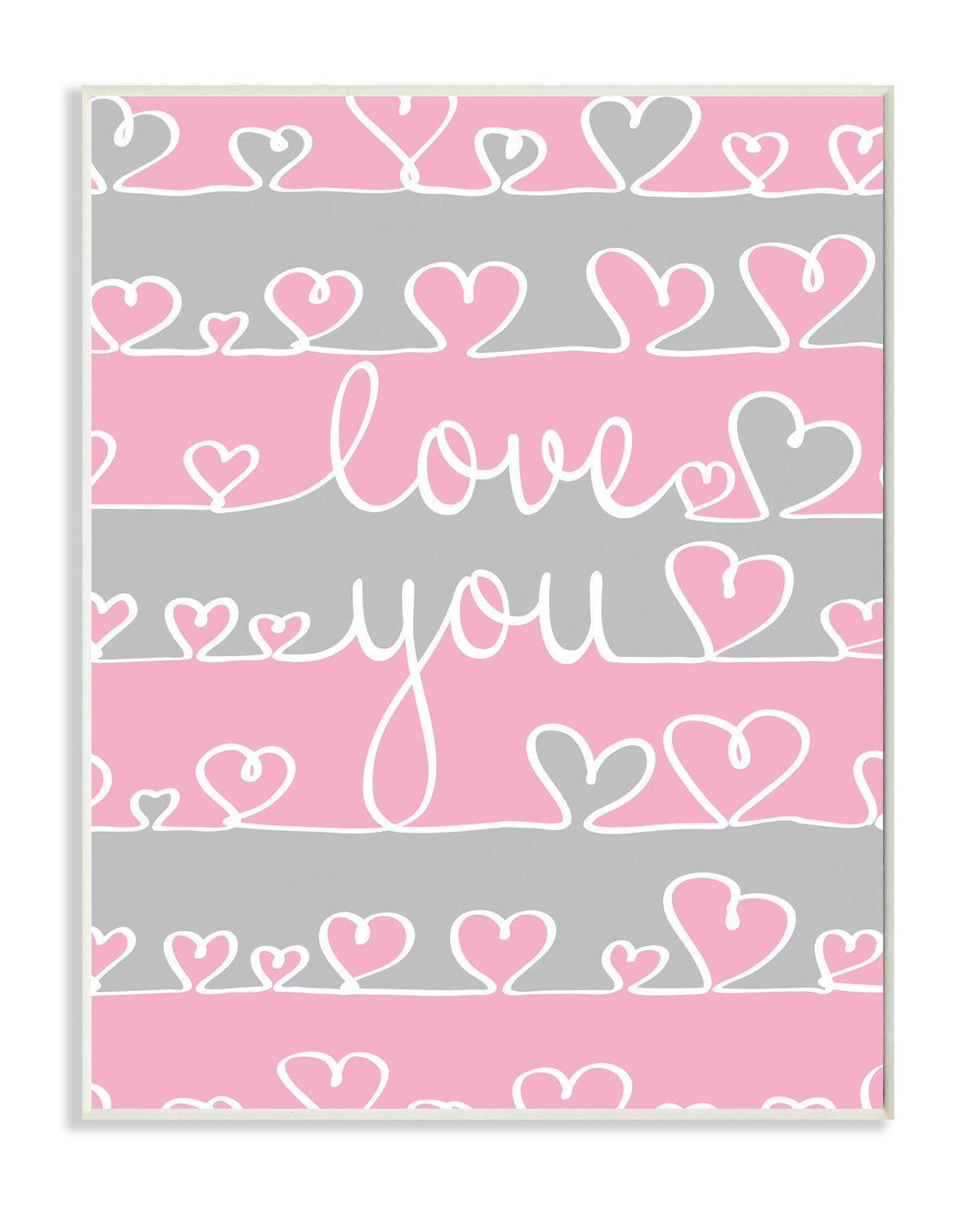 The Kids Room by Stupell Love You Pink and Gray Hearts Textual Art Wall Plaque