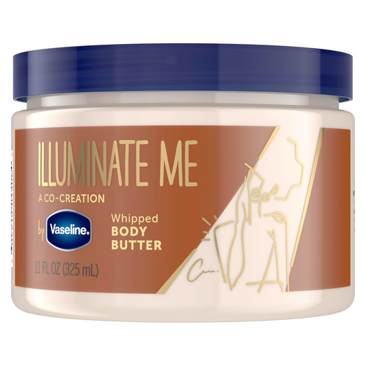 Vaseline Illuminate Me Shea Butter Whipped Body Butter for Melanin Rich Skin Provides 24 Hour Moisturization for Dry Skin 325mL
