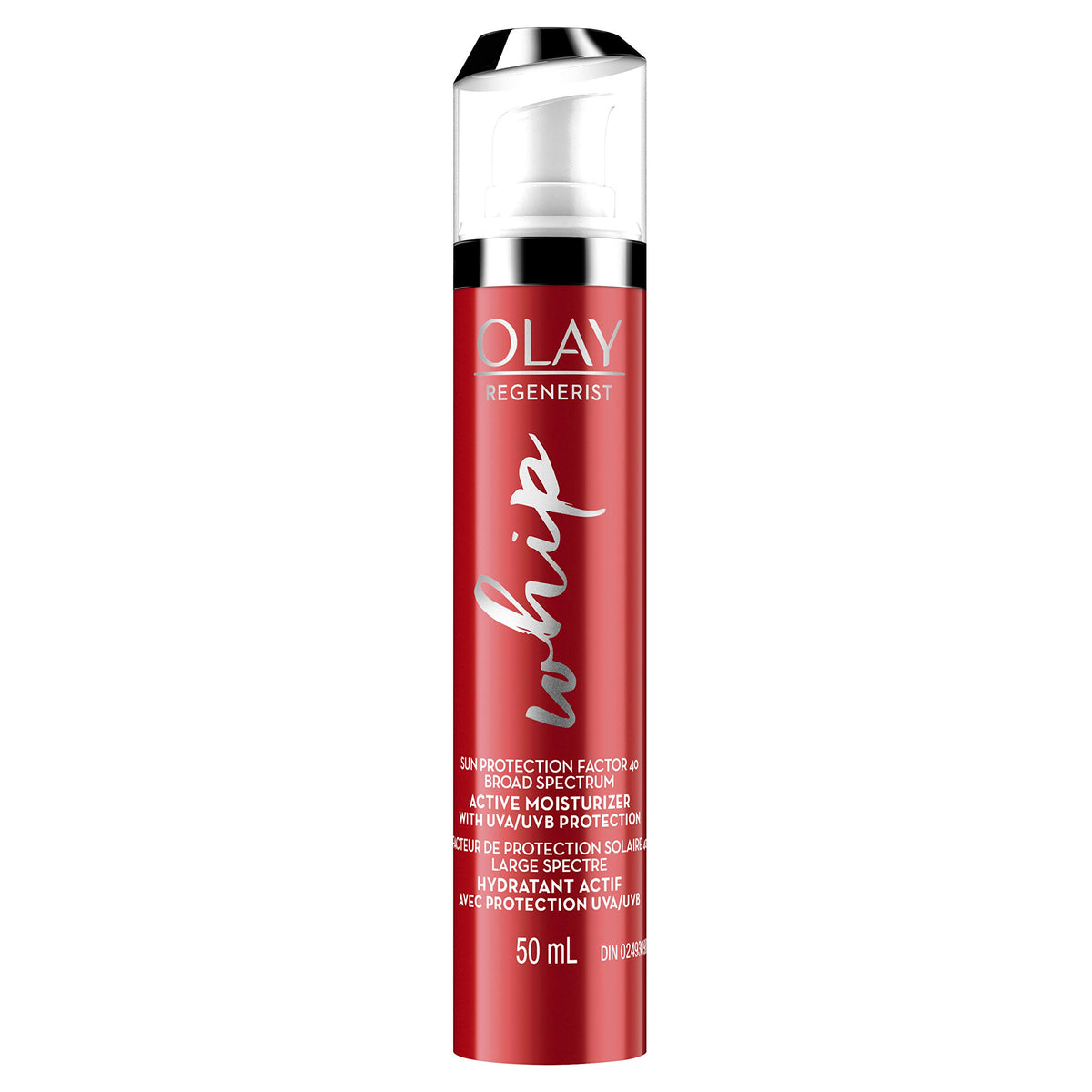 Face Moisturizer with SPF by Olay, Regenerist Whip Facial Cream with Sunscreen, Collagen Peptides, and B3, SPF 40 with UVA and UVB Protection, 1.7 Fl Oz