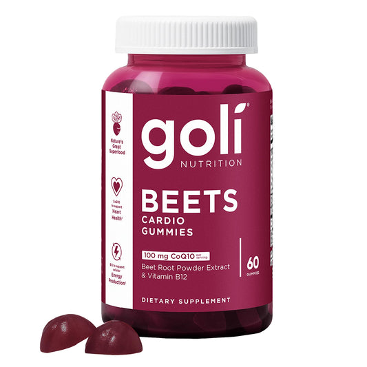 Goli Beets Cardio Gummies with CoQ10 and Vitamin B12 - Beetroot Extract - Cardiovascular Wellness - Vegan, Non-GMO, Gluten-Free