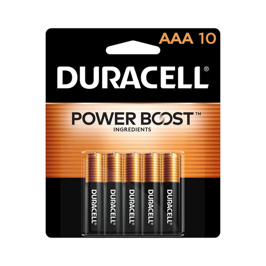 Duracell Coppertop AAA Batteries with Power Boost Ingredients, Triple A Batteries, 10 Count (Pack of 1) for Household and Office Devices, Alkaline AAA Battery