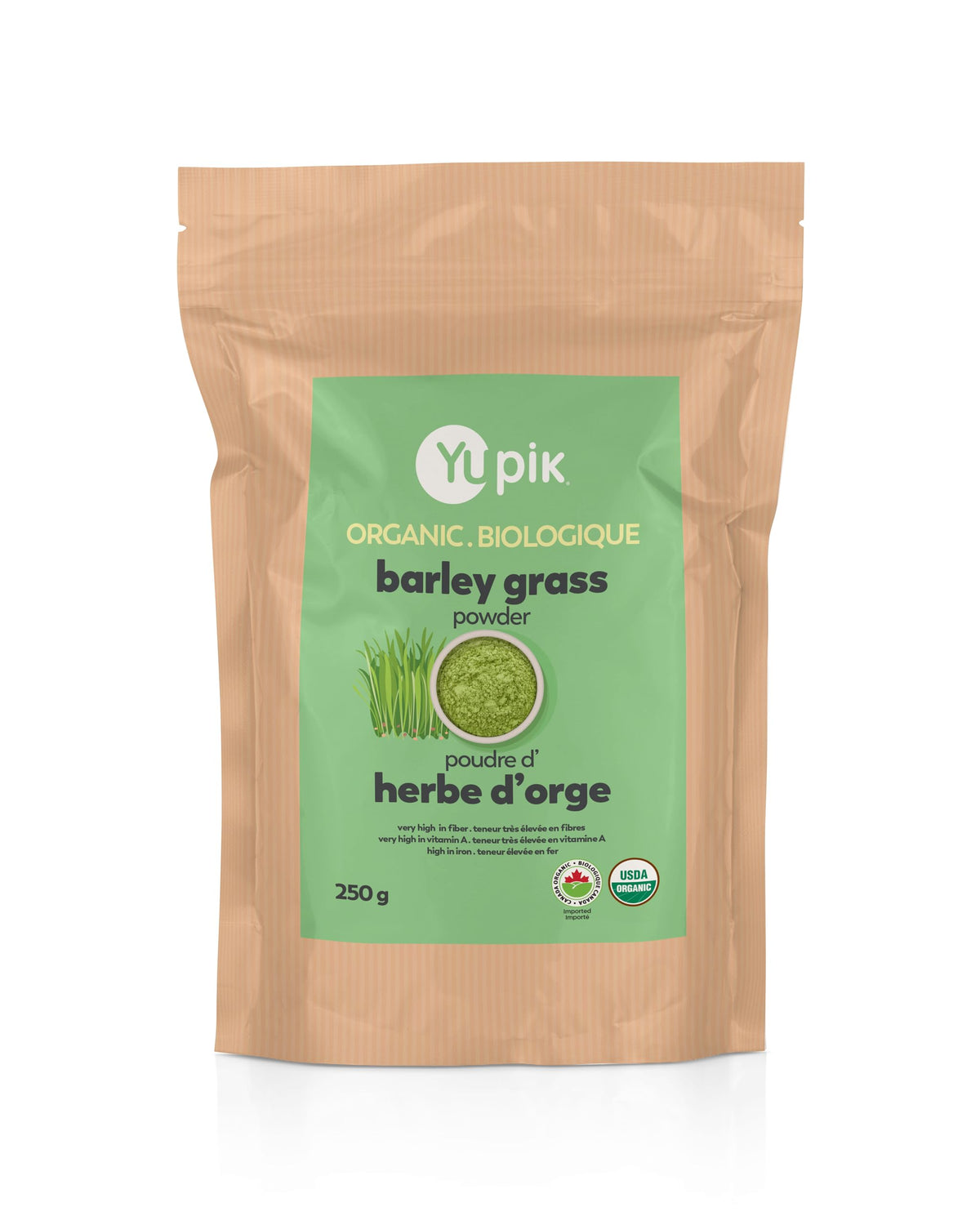 Yupik Organic Barley Grass Powder 250g, USDA Certified, Raw, Gluten-Free, Kosher, Rich in Vitamin A, Iron, Fiber & Calcium, Superfood for Immune Support