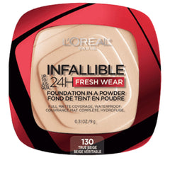 L'Oreal Paris Infallible Fresh Wear In A Powder Foundation, Up to 24H Wear, Waterproof Matte Finish, True Beige 130