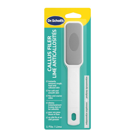 Dr. Scholl’s Callus Filer, Foot Callus Remover - Instantly Removes Rough, Hard & Callused Skin, Pedicure Tools for Feet, Heel Scraper for Cracked Heels, Fine & Coarse Sides, Durable Stainless Steel