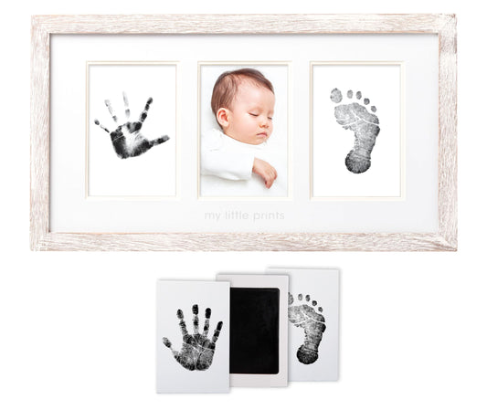 Pearhead Babyprints Wall Frame, Rustic Nursery Decor, Distressed