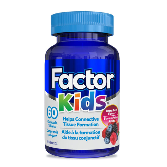 Factor Kids Daily Chewable Multivitamin (60 Count) with Vitamins B12, C, D3 & L-Tyrosine
