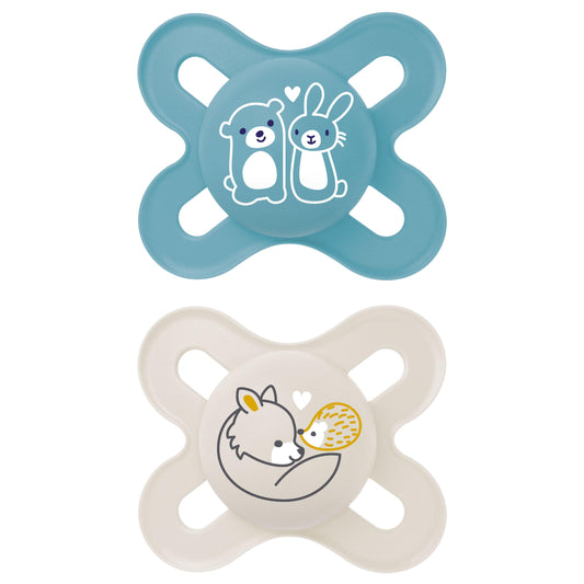MAM Original Start Matte Baby Pacifiers 0-3 Mths, BPA-Free Skin Soft Silicone Nipple, Developed With Medical Experts Specially For Smaller Newborn Mouths, Easy To Clean, 2 Pk with Sterilizer Case