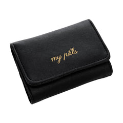 Miamica Zippered or Snap Closure Pill Case with 8-Day Removable Plastic Medicine Organizer – Keep Your Vitamins and Pills Organized – Compact and Sleek Pill Box, Black, One Size