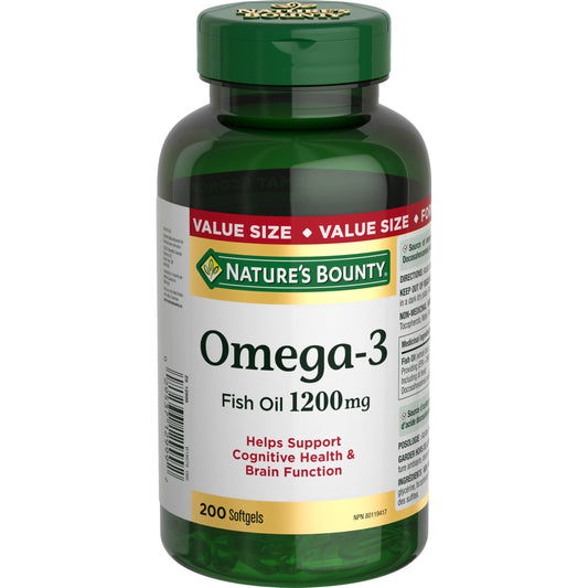 NATURE'S BOUNTY Omega-3 Fish Oil, 1200 mg, Helps Support Cognitive Health & Brain Function, Omega-3 Fatty Acids EPA and DHA For The Maintenance Of Good Health, Softgels, 349.6 g