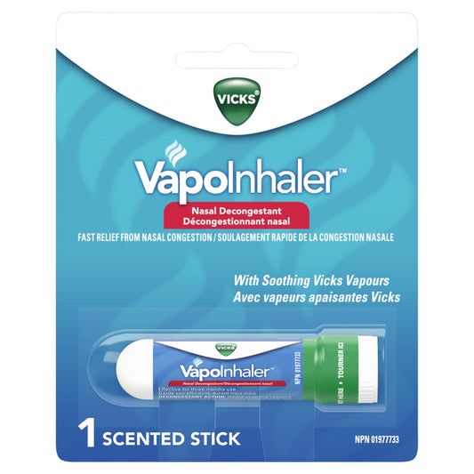 Vicks Vapoinhaler Nasal Decongestant with Soothing Vapors for Temporary Relief due to a Cold, Menthol Scent, 1 Pack, 0.2 mL