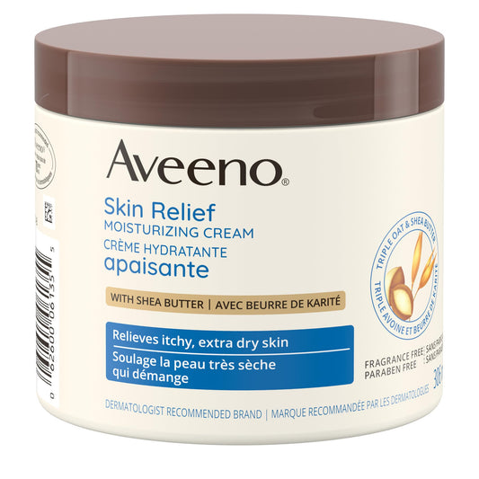 Aveeno Skin Relief Moisturizing Cream, Body Lotion, Shea Butter, Oat Extract, Extra Dry Skin Moisturizer, Fragrance Free, 306-mL