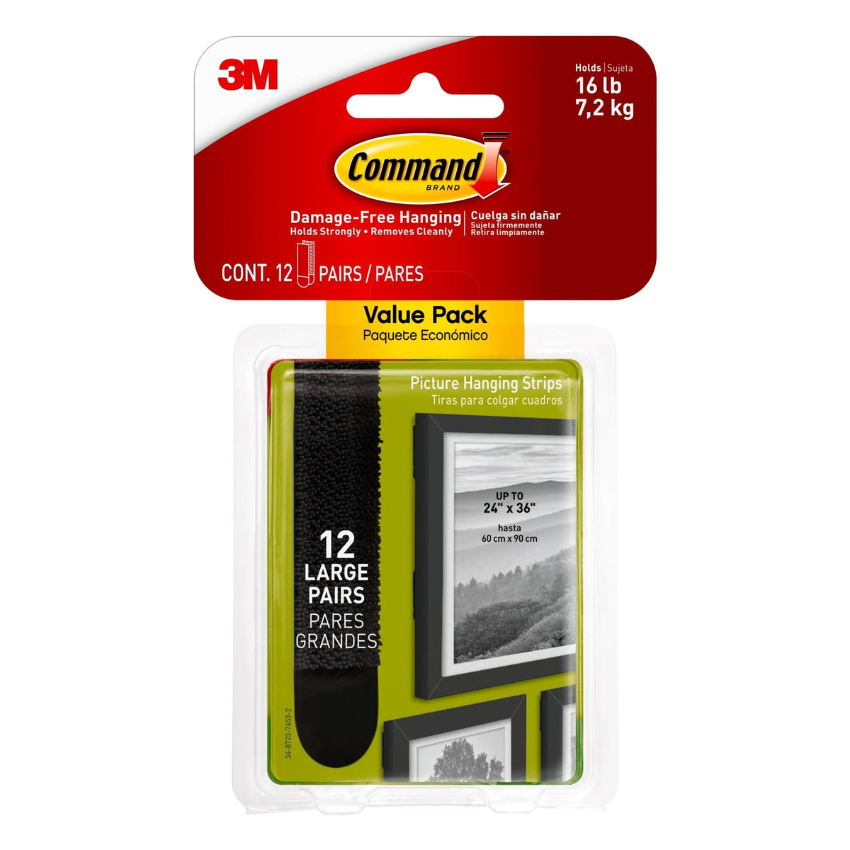 Command 17206blk-12es Picture Hanging Strips Value Pack Frame Stabilizer, 12 Pairs, Black