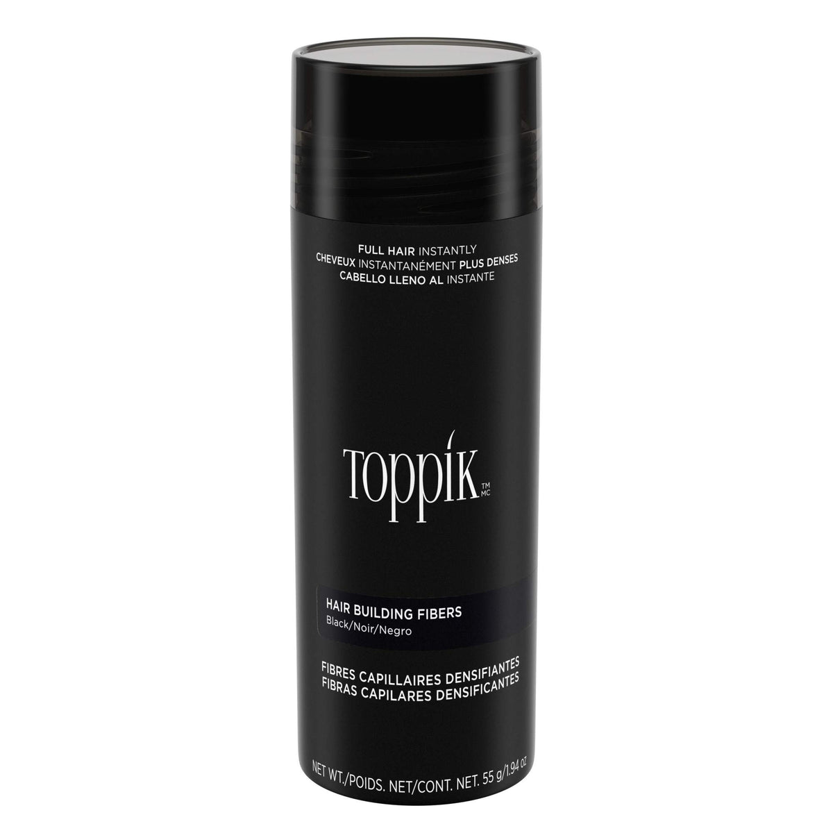 TOPPIK Hair Building Fibers for Instantly Fuller Hair (BLACK), 55 g, Fill In Fine or Thinning Hair, Instantly Thicker Looking Hair, Multiple Shades for Men & Women