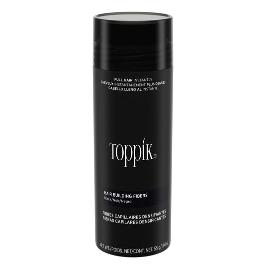 TOPPIK Hair Building Fibers for Instantly Fuller Hair (BLACK), 55 g, Fill In Fine or Thinning Hair, Instantly Thicker Looking Hair, Multiple Shades for Men & Women