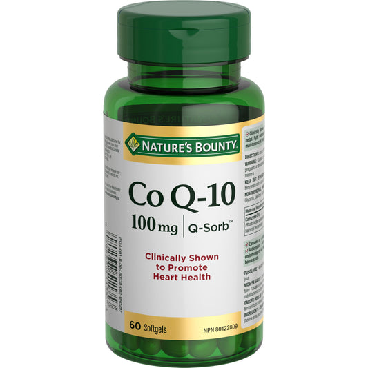 NATURE'S BOUNTY Co Q-10, 100 mg, Coenzyme Q-10, Clinically Shown To Promote Heart Health, Antioxidant, 60 Softgels, 25.8 g