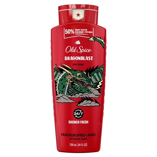 Old Spice Body Wash for Men, Dragonblast, Sandalwood and Vanilla, Long Lasting Lather, 709 ml