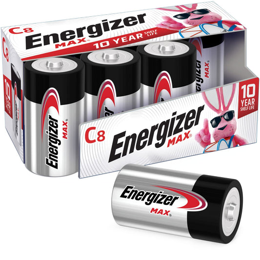 Energizer C Batteries, Max C Cell Battery Premium Alkaline, 8 Count