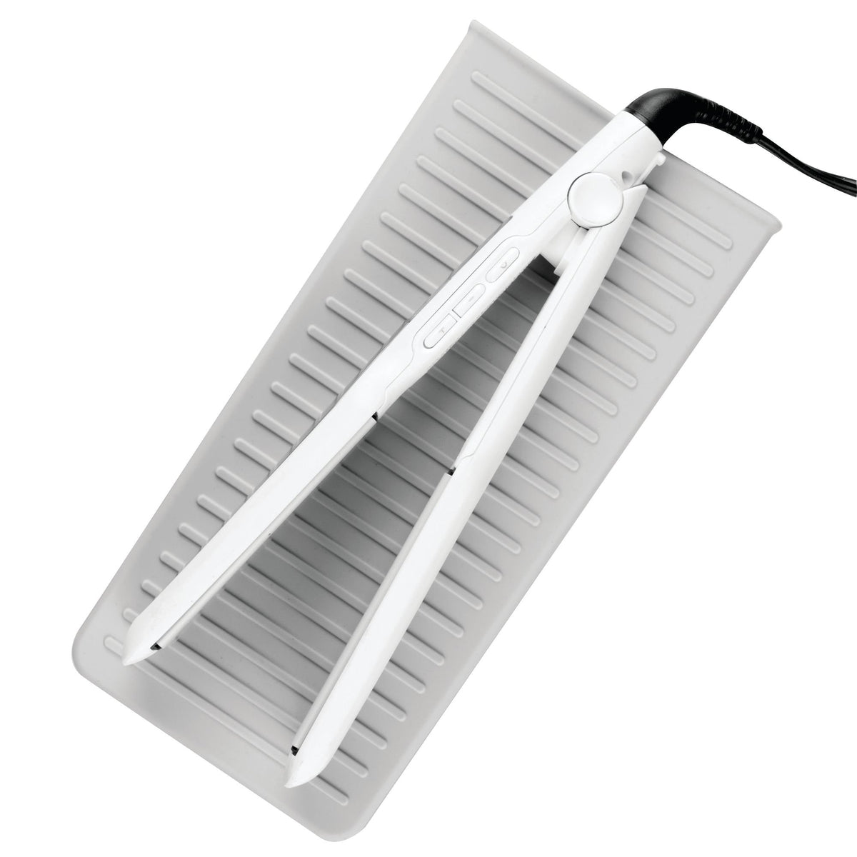 iDesign Silicone Heat-Resistant Hair Styling Tools Storage and Travel Pouch for Curling Irons, Straighteners, Wands - Gray