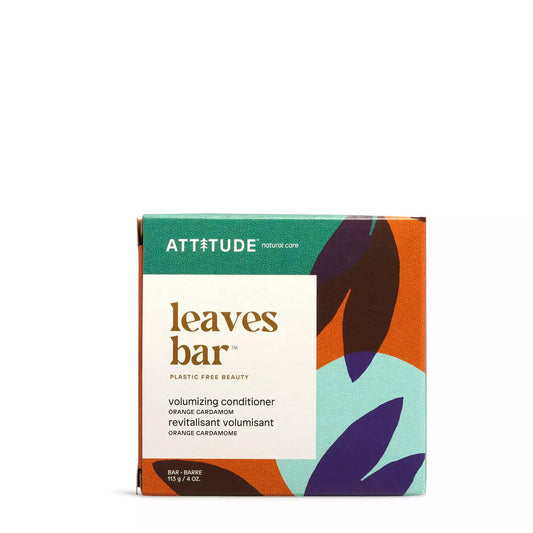 ATTITUDE Volumizing Conditioner Bar, Made in Canada, Natural Origin, Adds Texture and Shine to Hair, Coconut and Argan Oil, Vegan, Orange Cardamom, 113 g