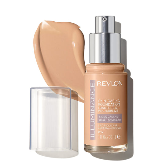 Revlon Illuminance Skin-Caring Liquid Foundation, Hyaluronic Acid, Hydrating and Nourishing Formula with Medium Coverage, 317 Tan Sand 1 fl oz/ 30ml (Pack of 1)