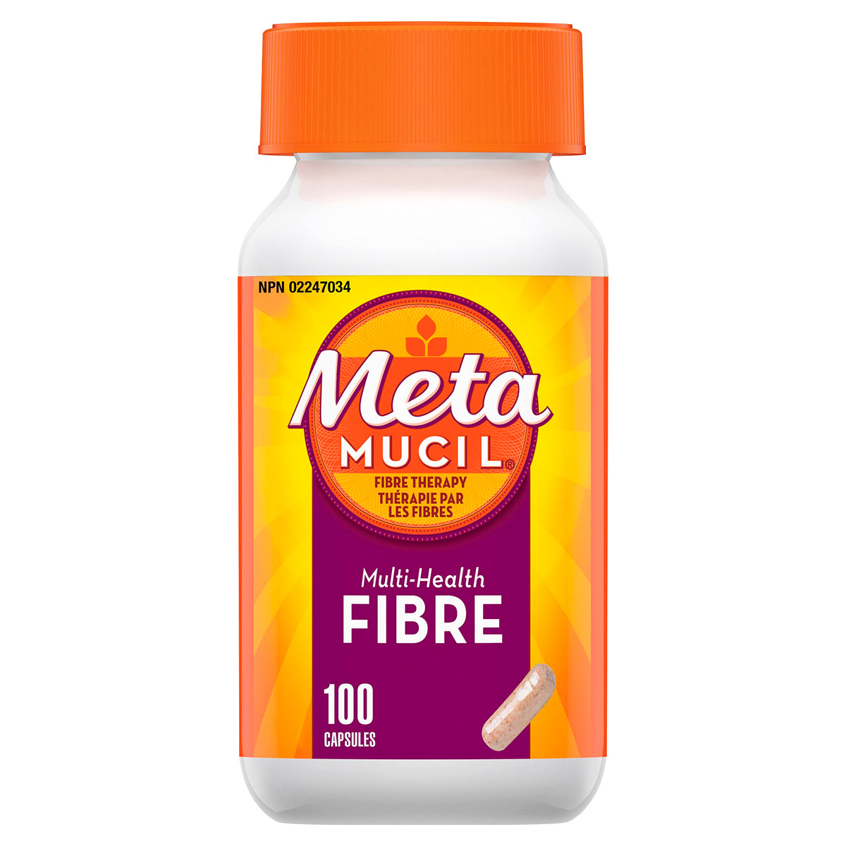 Metamucil, Daily Psyllium Husk Powder Supplement, 3-in-1 Fibre for Digestive Health, Capsules, 100 Count
