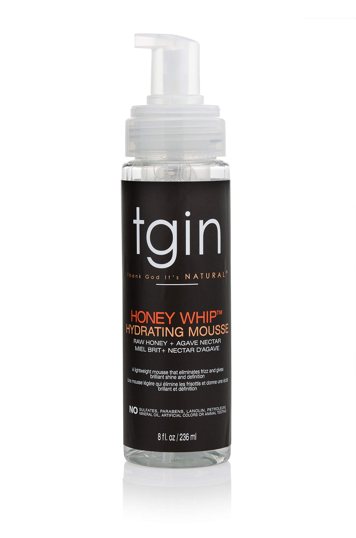 Thank God It's Natural Tgin Honey Whip Hydrating Mousse for Natural Hair - Dry Hair - Curly Hair - Damaged Hair - 8 Oz., 8 ounces