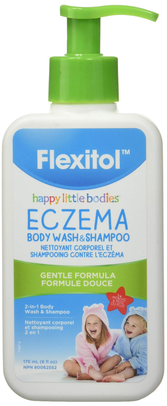 Flexitol Happy Little Bodies Eczema Relief Body Wash & Shampoo – 2-in-1 Gentle Formula for Kids, Nourishes, Cleanses & Relieves Eczema, Dry, Sensitive Skin, Ideal for Baby’s Delicate Skin (175ml)