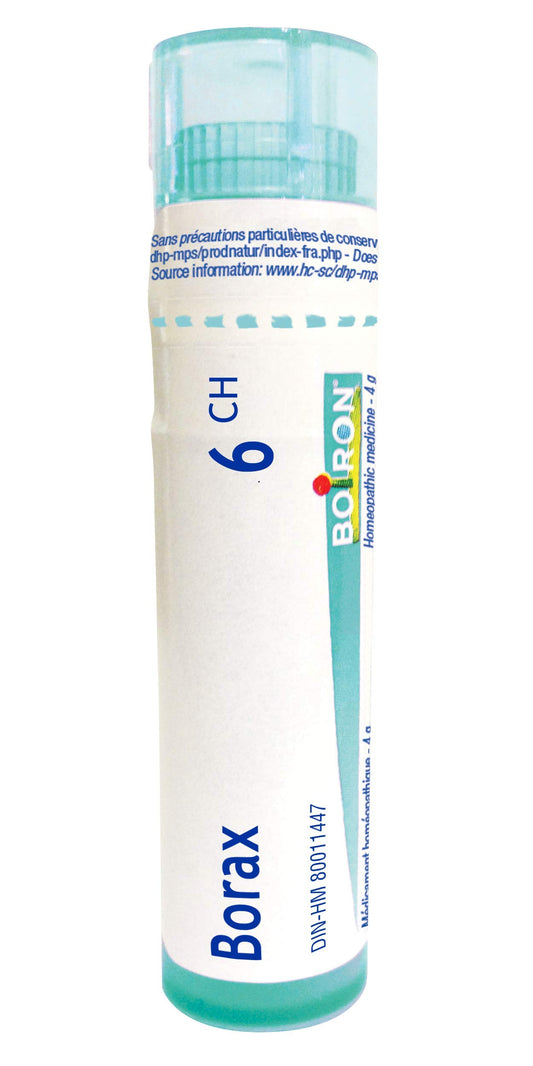 Boiron Borax 6ch,Homeopathic medicine. Each tube contains 4 g (approximately 80 pellets)