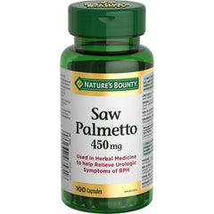 NATURE'S BOUNTY Saw Palmetto, 450 mg, Used in Herbal Medicine to Help Relieve Urologic Symptoms Of Mild To Moderate BPH Like Weak Urine Flow, Incomplete Voiding, And Frequent Urination, Capsules, 54.6 g