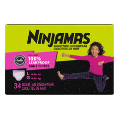 Pampers Ninjamas Nighttime Bedwetting Underwear Girls Size L (29-57 kg), (Packaging & Prints May Vary), 34 Count
