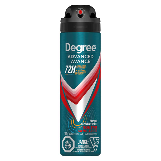 Degree Men Advanced Dry Spray Antiperspirant Deodorant for 72H Sweat & Odour Protection Nonstop with MotionSense Technology, 107g