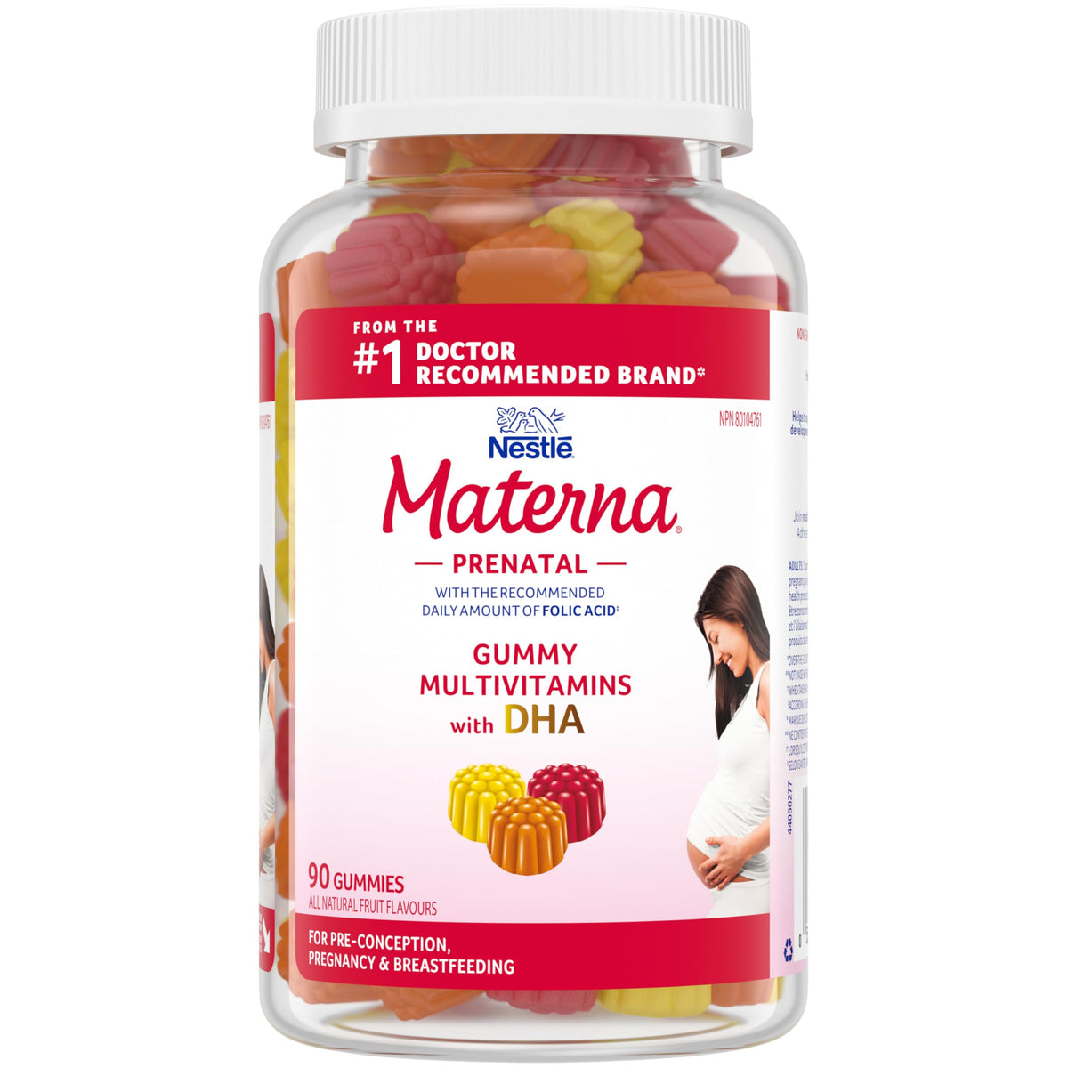 MATERNA Prenatal Multivitamin Gummies With DHA, No. 1 Dr Recommended Prenatal Multivitamin, With Folic Acid And DHA, Vegetarian, Gelatin-free, 261 g