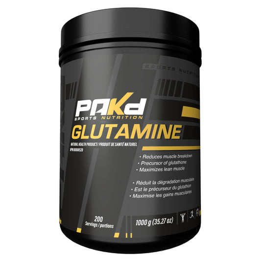 Pakd Nutrition L-Glutamine 1000 grams, 200 servings, Post Workout Recovery, Boost Immune System, Unflavored